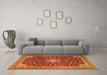 Machine Washable Medallion Orange Traditional Area Rugs in a Living Room, wshtr1663org