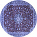 Round Medallion Blue Traditional Rug, tr1663blu