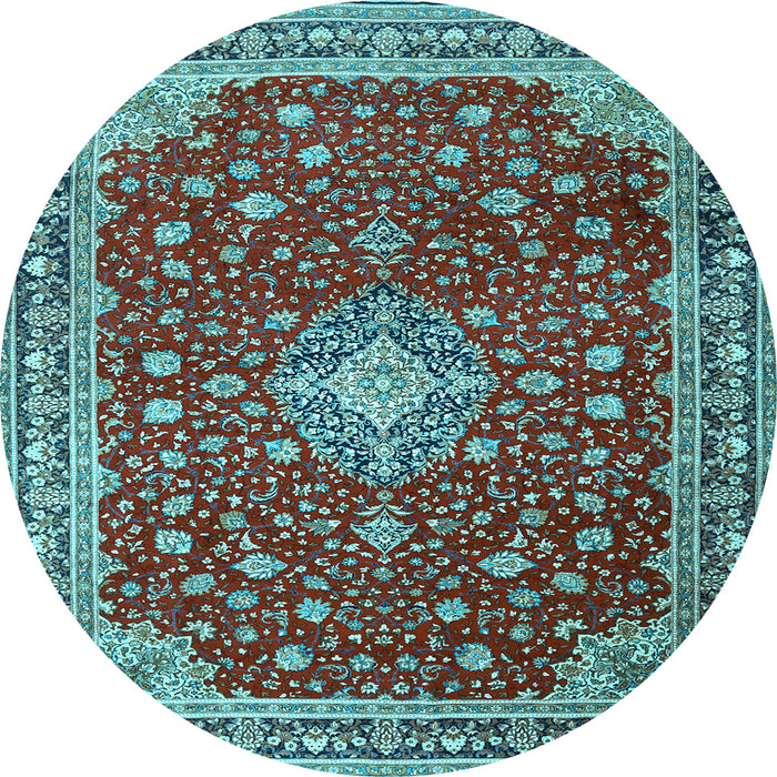 Round Medallion Light Blue Traditional Rug, tr1663lblu