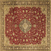 Square Medallion Brown Traditional Rug, tr1663brn