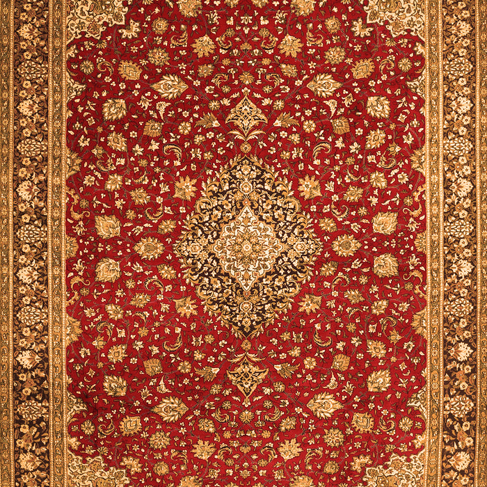Serging Thickness of Machine Washable Medallion Orange Traditional Area Rugs, wshtr1663org