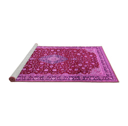 Sideview of Machine Washable Medallion Pink Traditional Rug, wshtr1663pnk