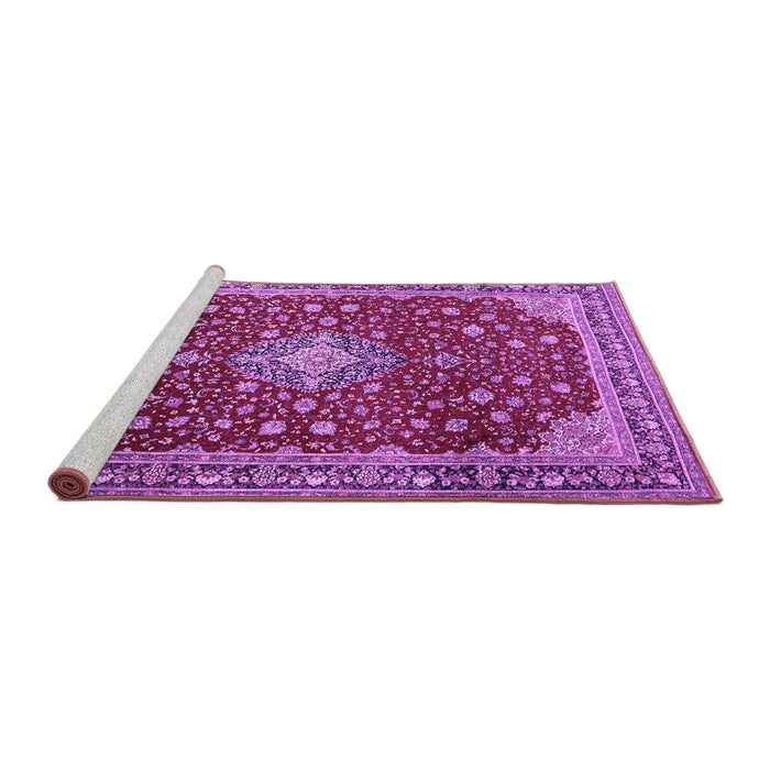Sideview of Machine Washable Medallion Purple Traditional Area Rugs, wshtr1663pur