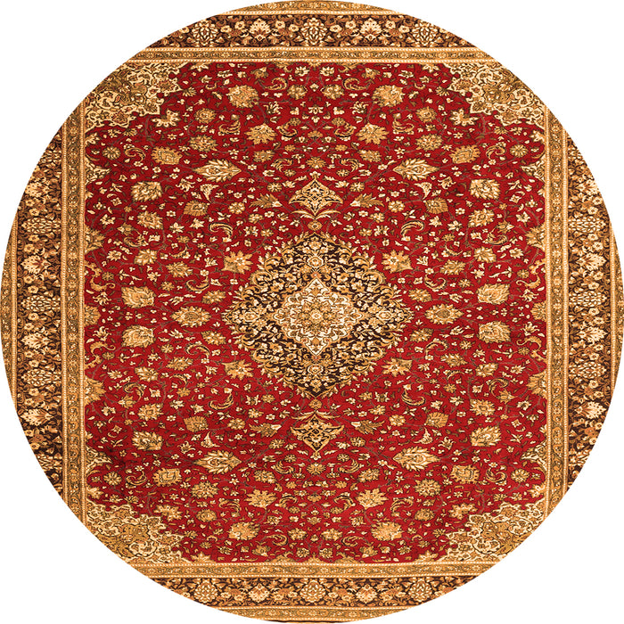 Machine Washable Medallion Orange Traditional Area Rugs, wshtr1663org