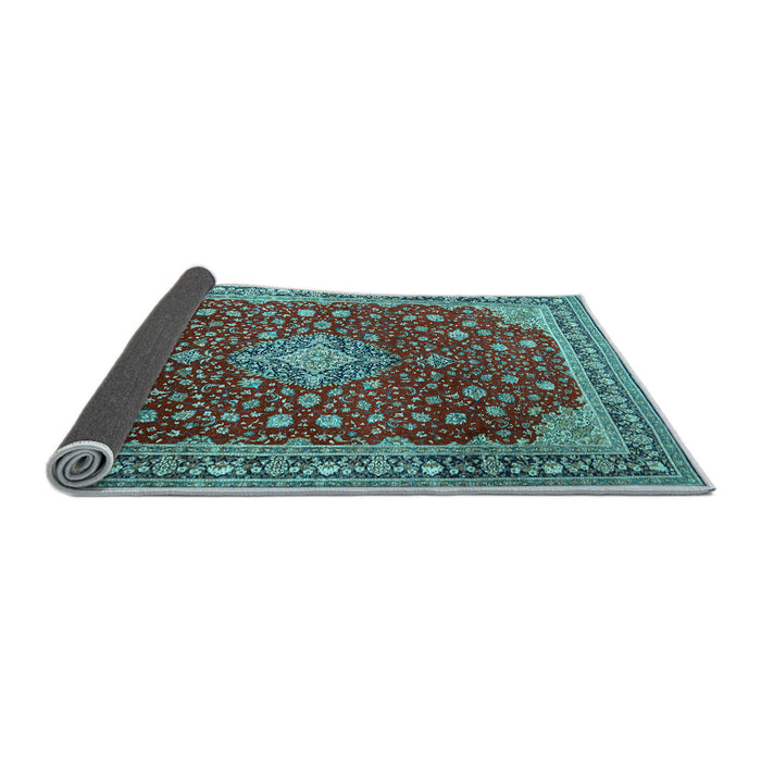 Sideview of Medallion Light Blue Traditional Rug, tr1663lblu