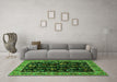 Machine Washable Animal Green Traditional Area Rugs in a Living Room,, wshtr1664grn