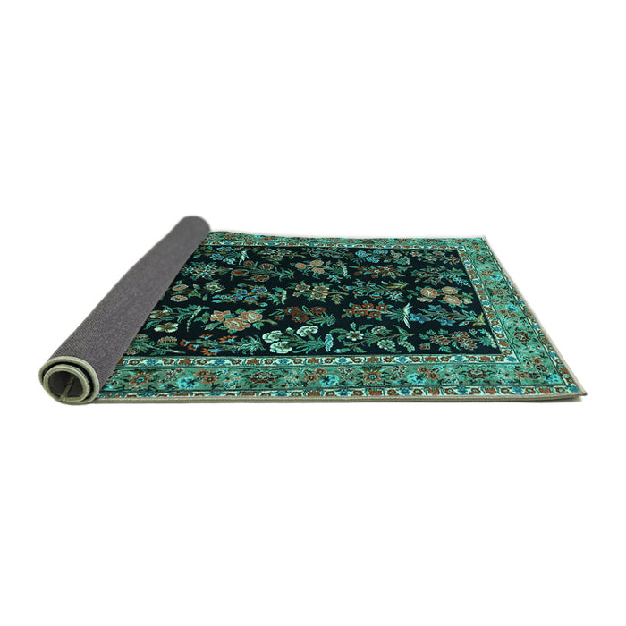 Sideview of Animal Turquoise Traditional Rug, tr1664turq