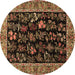 Round Animal Brown Traditional Rug, tr1664brn