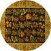 Round Animal Yellow Traditional Rug, tr1664yw