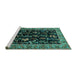 Sideview of Machine Washable Animal Turquoise Traditional Area Rugs, wshtr1664turq