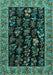 Machine Washable Animal Turquoise Traditional Area Rugs, wshtr1664turq