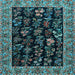 Square Animal Light Blue Traditional Rug, tr1664lblu