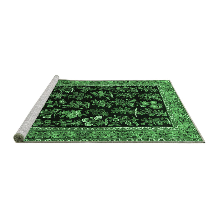 Sideview of Machine Washable Animal Emerald Green Traditional Area Rugs, wshtr1664emgrn