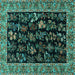 Square Machine Washable Animal Turquoise Traditional Area Rugs, wshtr1664turq