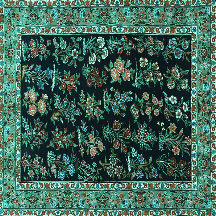 Square Animal Turquoise Traditional Rug, tr1664turq