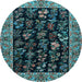 Round Animal Light Blue Traditional Rug, tr1664lblu