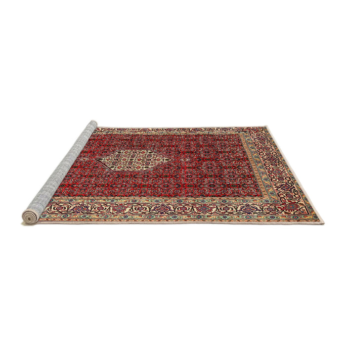 Sideview of Machine Washable Traditional Tomato Red Rug, wshtr1665