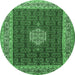 Round Machine Washable Persian Emerald Green Traditional Area Rugs, wshtr1665emgrn
