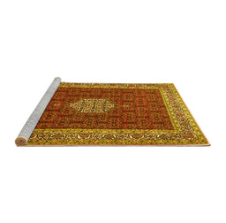 Sideview of Machine Washable Persian Yellow Traditional Rug, wshtr1665yw
