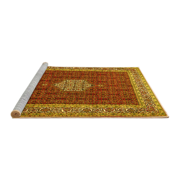 Sideview of Machine Washable Persian Yellow Traditional Rug, wshtr1665yw