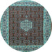 Round Machine Washable Persian Light Blue Traditional Rug, wshtr1665lblu