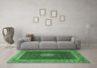 Machine Washable Persian Emerald Green Traditional Area Rugs in a Living Room,, wshtr1665emgrn