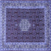 Square Machine Washable Persian Blue Traditional Rug, wshtr1665blu