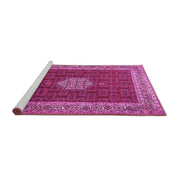 Sideview of Machine Washable Persian Pink Traditional Rug, wshtr1665pnk