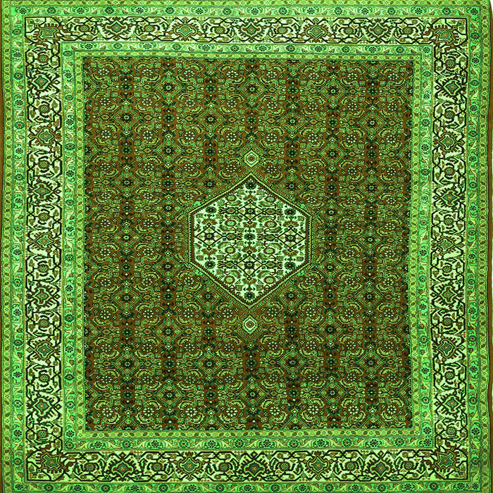 Round Machine Washable Persian Green Traditional Area Rugs, wshtr1665grn