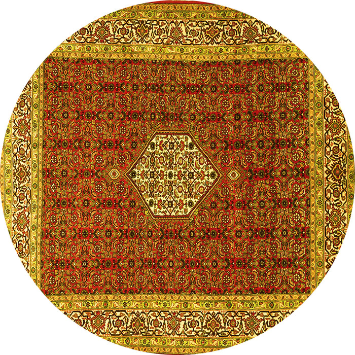 Round Persian Yellow Traditional Rug, tr1665yw