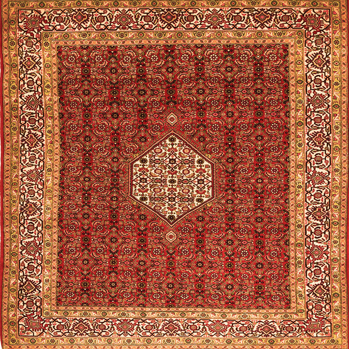 Round Machine Washable Persian Orange Traditional Area Rugs, wshtr1665org