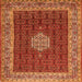 Round Machine Washable Persian Orange Traditional Area Rugs, wshtr1665org