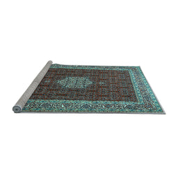 Sideview of Machine Washable Persian Light Blue Traditional Rug, wshtr1665lblu