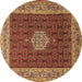 Round Machine Washable Persian Brown Traditional Rug, wshtr1665brn