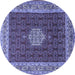 Round Machine Washable Persian Blue Traditional Rug, wshtr1665blu