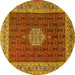 Round Machine Washable Persian Yellow Traditional Rug, wshtr1665yw