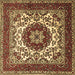 Square Medallion Brown Traditional Rug, tr1666brn