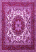 Machine Washable Medallion Pink Traditional Rug, wshtr1666pnk