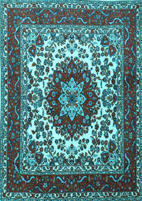 Medallion Light Blue Traditional Rug, tr1666lblu