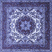 Square Medallion Blue Traditional Rug, tr1666blu