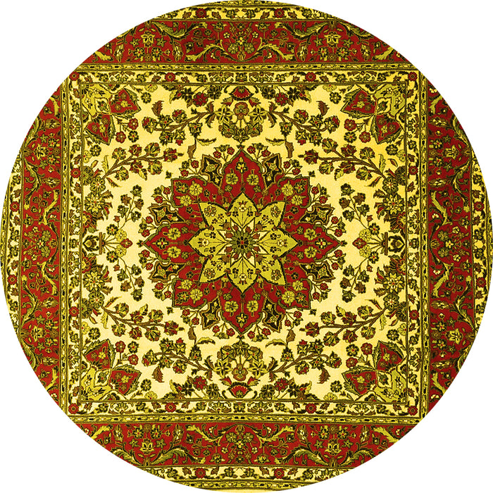 Round Medallion Yellow Traditional Rug, tr1666yw
