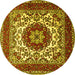 Round Medallion Yellow Traditional Rug, tr1666yw