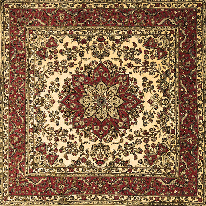 Square Machine Washable Medallion Brown Traditional Rug, wshtr1666brn