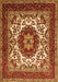 Serging Thickness of Machine Washable Medallion Orange Traditional Area Rugs, wshtr1666org