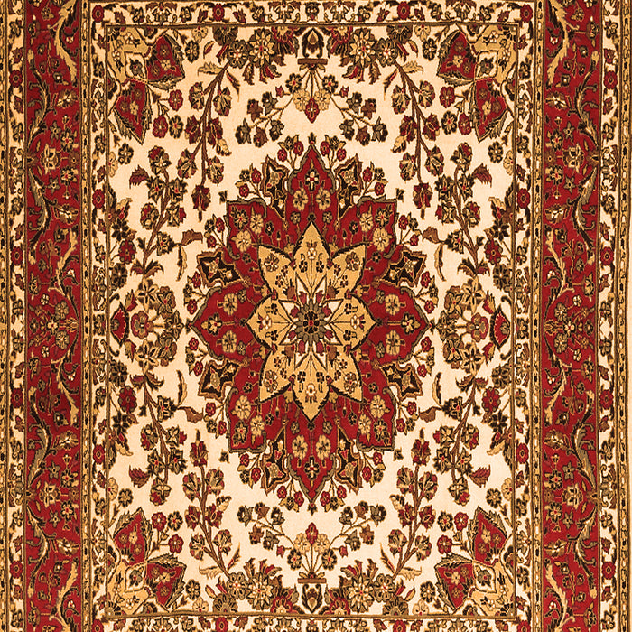 Serging Thickness of Machine Washable Medallion Orange Traditional Area Rugs, wshtr1666org