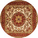 Square Medallion Orange Traditional Rug, tr1666org