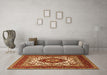 Machine Washable Medallion Orange Traditional Area Rugs in a Living Room, wshtr1666org