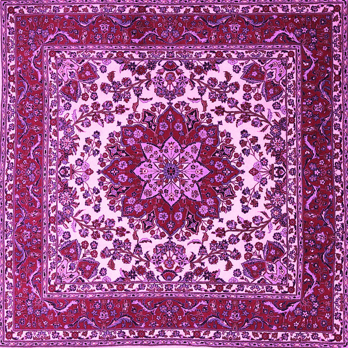 Square Machine Washable Medallion Pink Traditional Rug, wshtr1666pnk