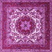 Square Machine Washable Medallion Pink Traditional Rug, wshtr1666pnk