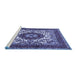 Sideview of Machine Washable Medallion Blue Traditional Rug, wshtr1666blu